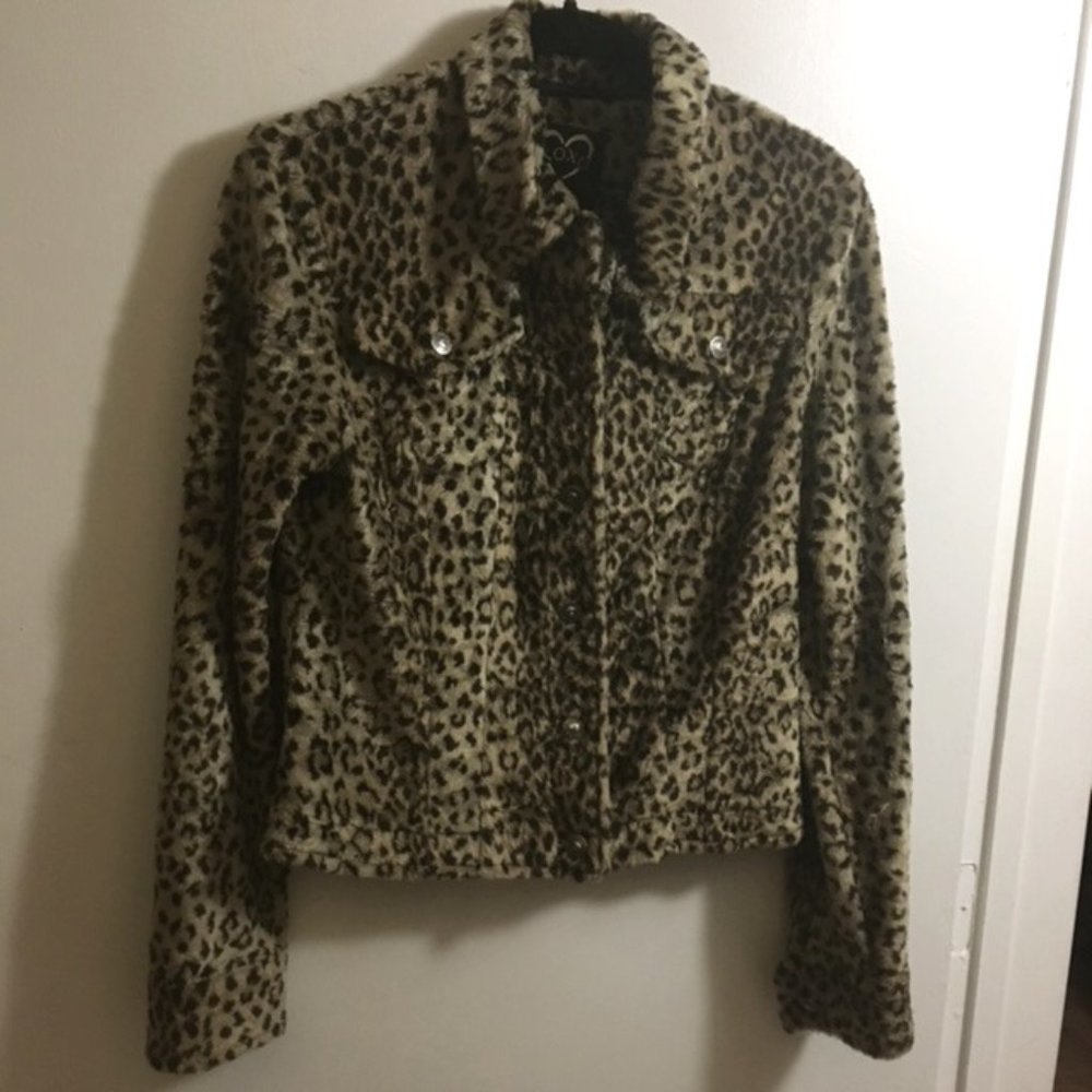 90s Faux Leopard Rock n' Roll Jacket, Size Large